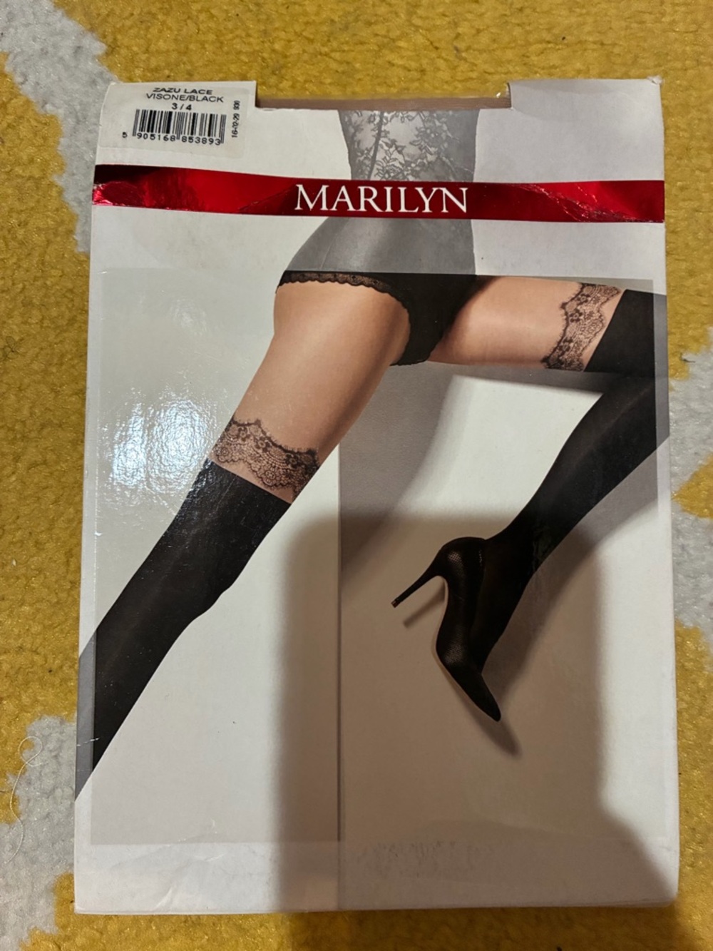 Marilyn Black Lace Top Hold-Up Stockings